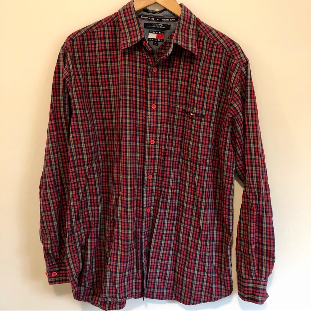 Tommy Hilfiger vintage 90s Plaid button down shirt